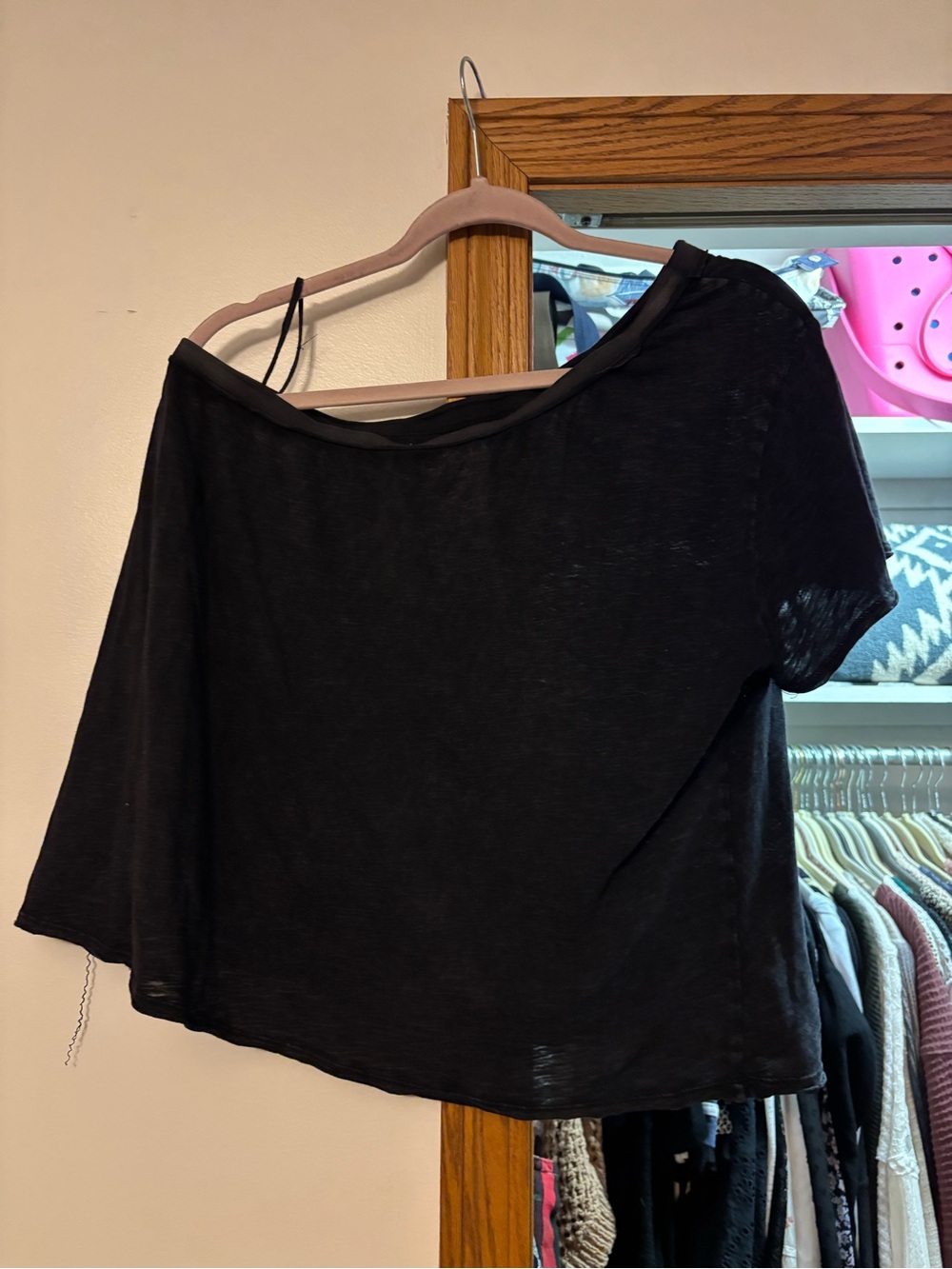 White Crow Black Off-Shoulder Crop Top